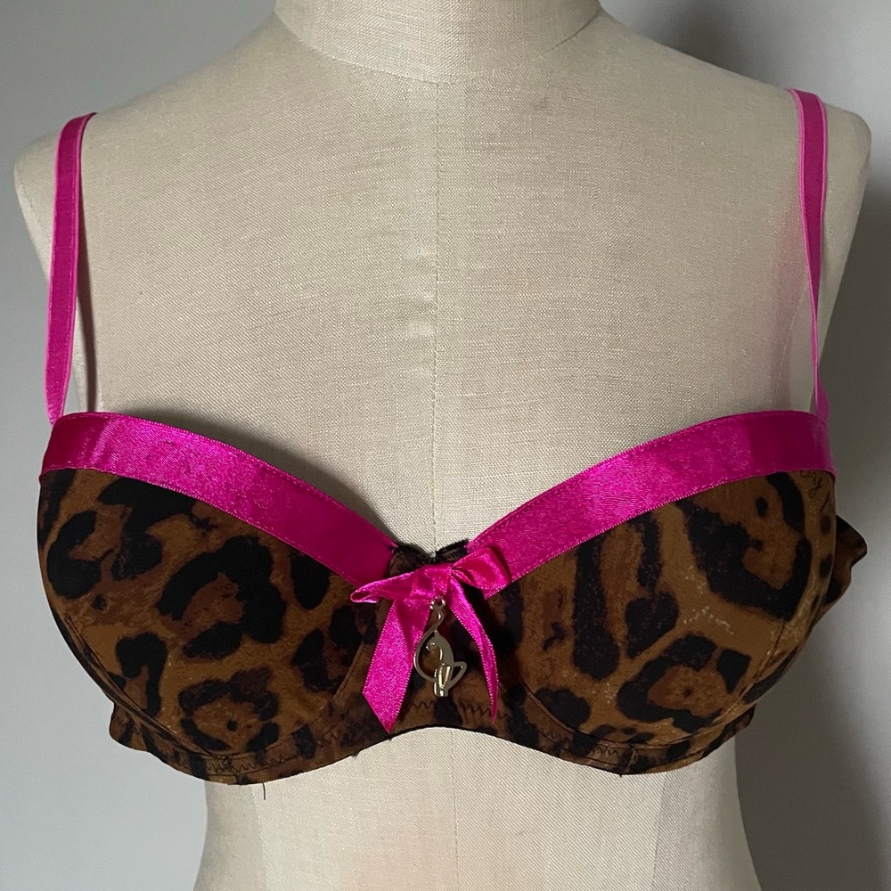 Baby Phat intimates animal print with pink satin bra size XL